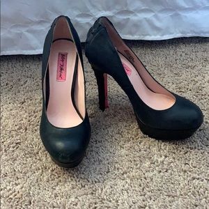 Betsy Johnson Leather Dita Corset lace up heels